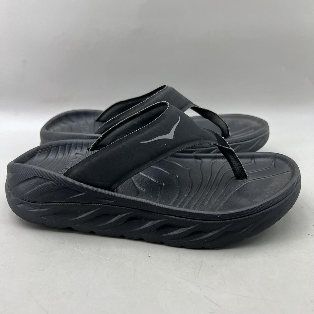 Hoka Ora Recovery Flip Flop Sandals Women Size 6 Black Comfort Cushion Shoes